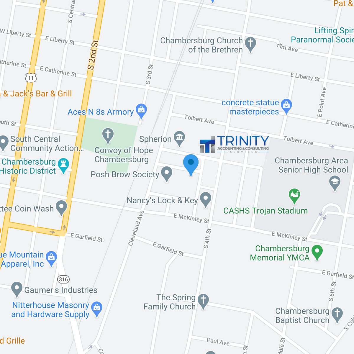 Map to Trinity Accounting Services 2021